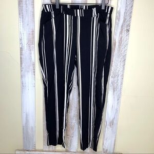 Zac & Rachel Black White Stripe Stretch Pants 10